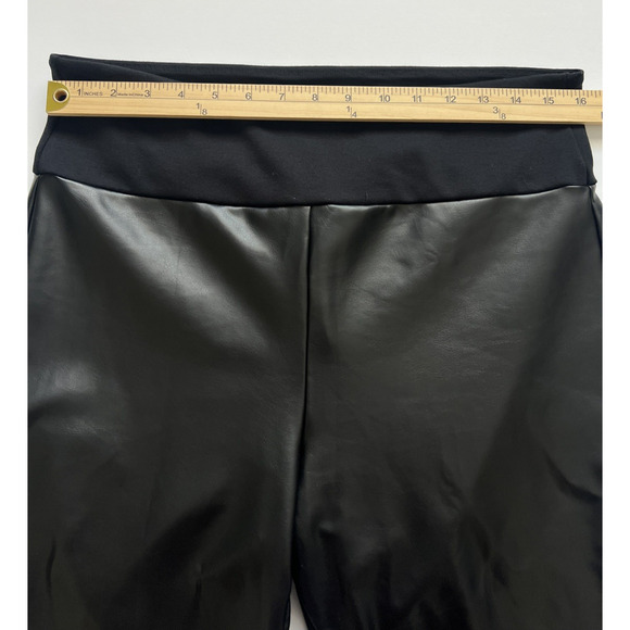 Assets By Spanx Faux Leather Leggings Womens 1X Black Pull On High Rise Edgy - Picture 5 of 8